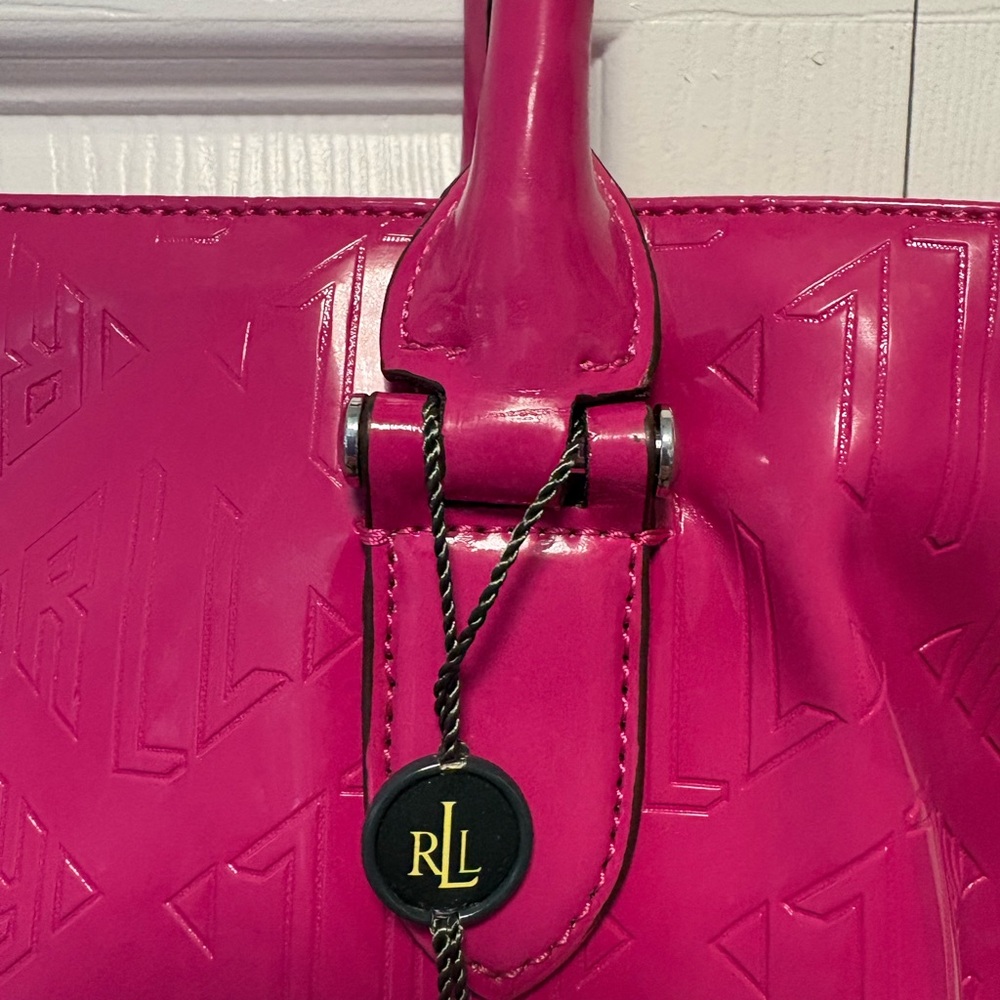 Lauren Ralph Lauren pink patent handbag. NWT!! - Picture 6 of 14